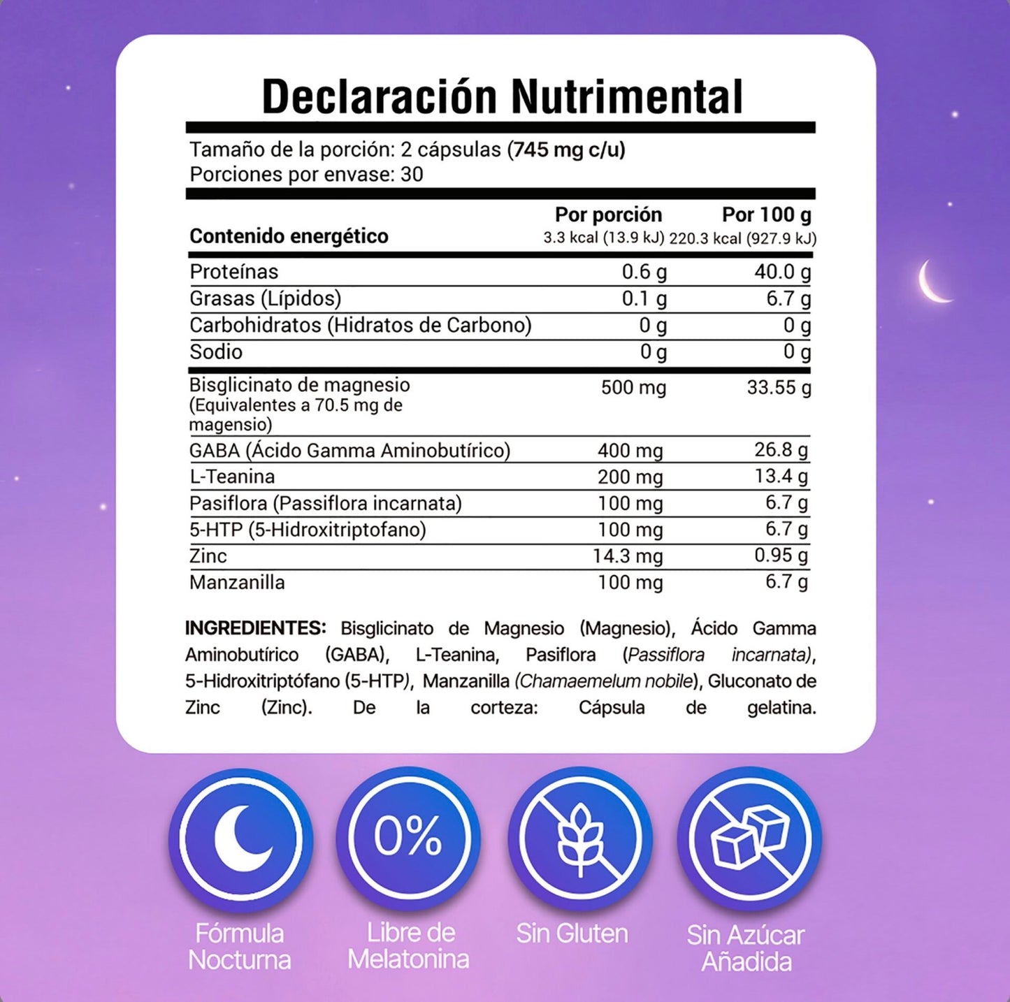 Glicinato De Magnesio + GABA + 5-HTP