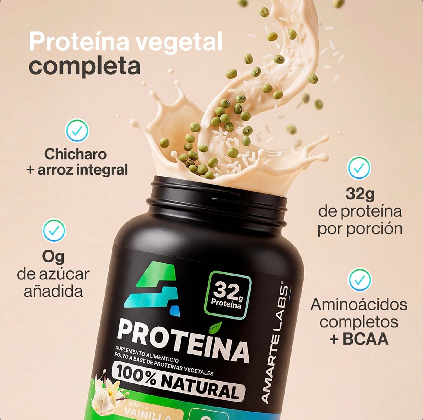 Proteína Vegana 100% Natural 32g Proteína