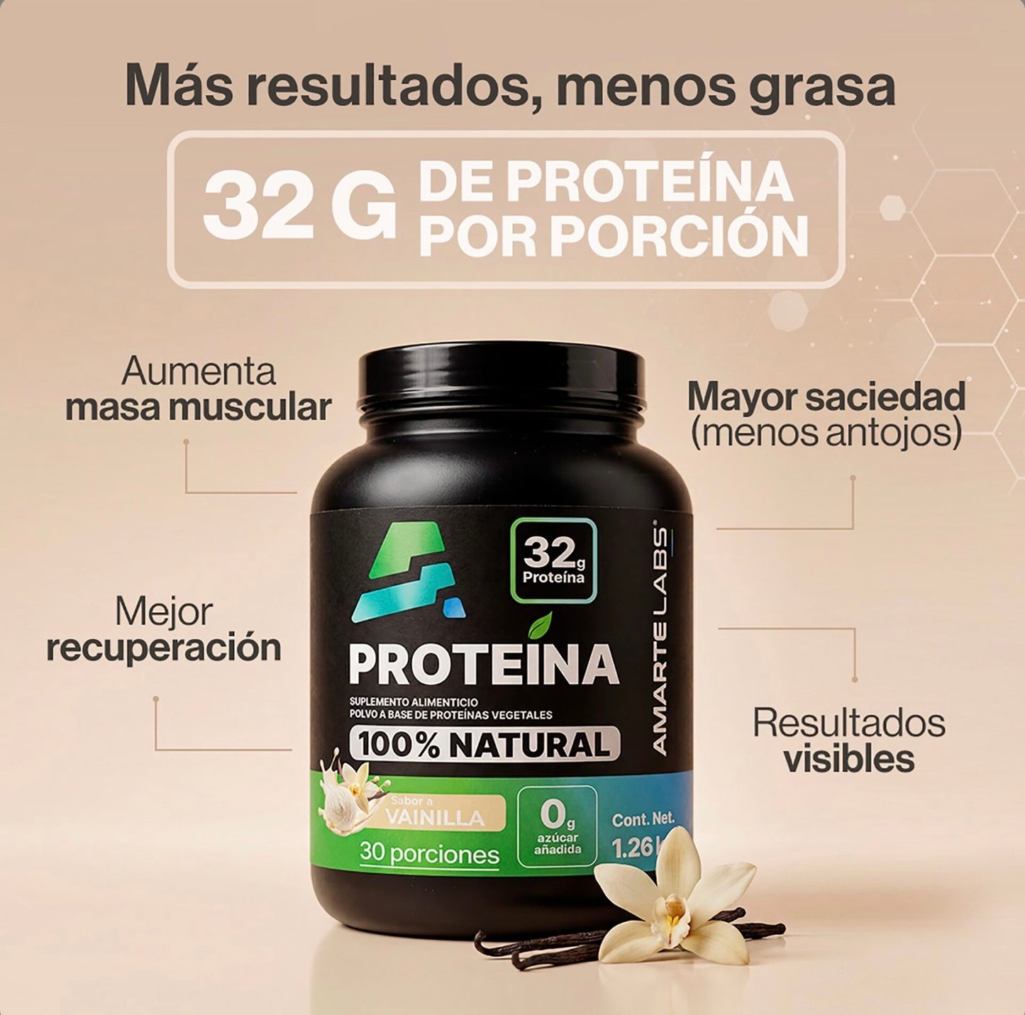 Proteína Vegana 100% Natural 32g Proteína