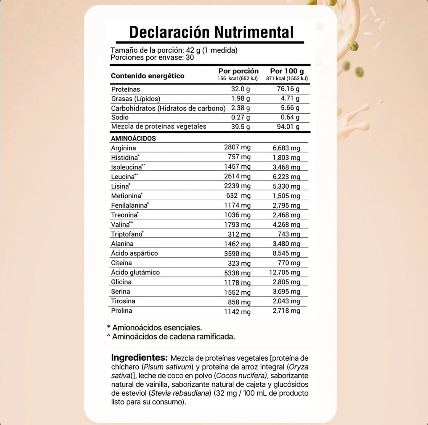 Proteína Vegana 100% Natural 32g Proteína